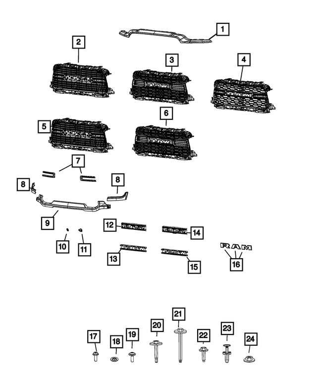 68445752AA - Exterior Ornamentation: Radiator Grille for Mopar Image