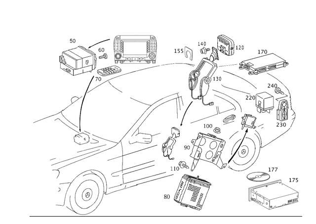 2208701089 - Electrical System: Control Panel for Mercedes-Benz Image image