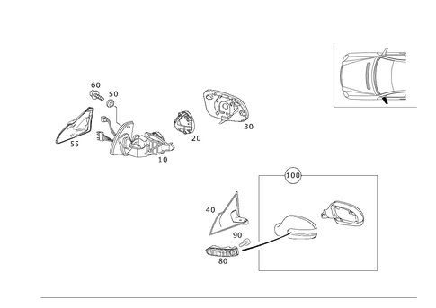 Outside Rear View Mirror, on the Left for 1997 Mercedes-Benz SL500 #0