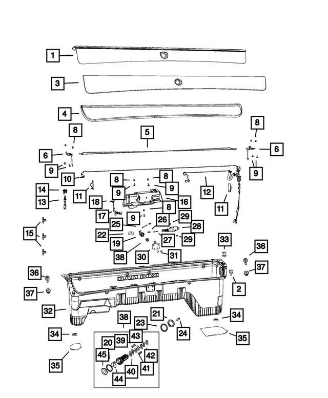68204487AA - Body Sheet Metal Except Doors: Storage Bin Door, Left for Mopar Image image
