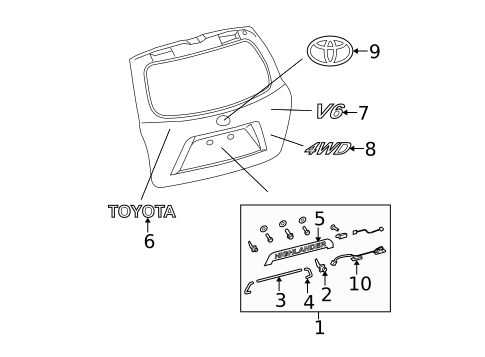 Exterior Trim - Lift Gate for 2009 Toyota Highlander #1