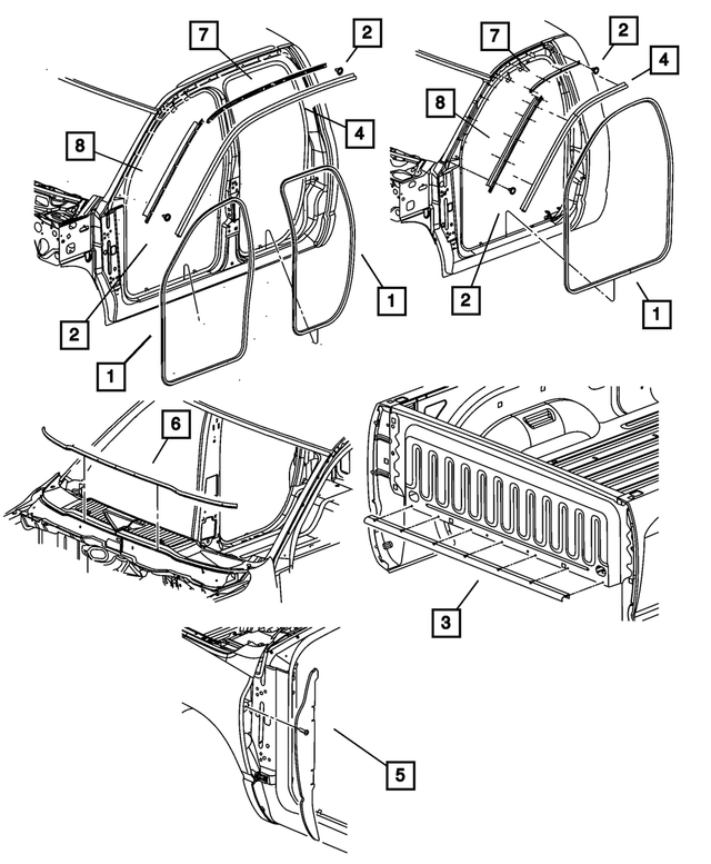 55276200AC - Body Sheet Metal Except Doors: Bodyside Seal Retainer, Right for Mopar Image