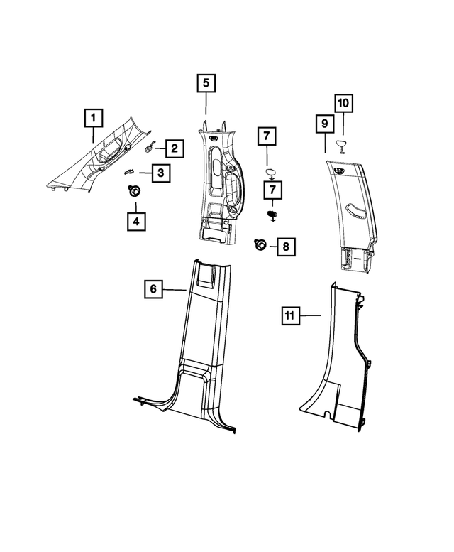 7KF741XTAA - Interior Trim: A Pillar Molding, Right for Mopar Image