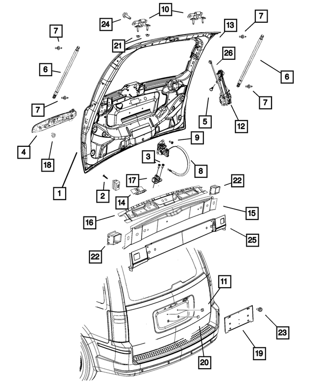 5054266AD - Doors, Door Mirrors and Related Parts: Liftgate for Chrysler: Town &amp; Country | Dodge: Grand Caravan Image