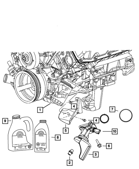 Engine Oiling, Oil Pan and Indicator (Dipstick) for 2009 Jeep Grand Cherokee #0