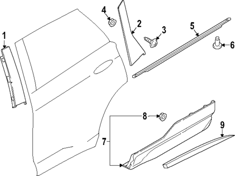 Exterior Trim - Rear Door for 2017 Ford Edge #0