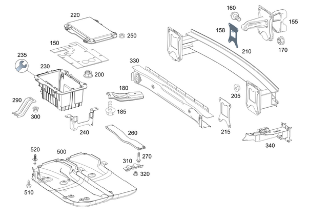 1676128500 - Substructure: Console for Mercedes-Benz: GLE350, GLE450, GLE450e, GLE53 AMG, GLE580, GLE63 AMG S, GLS450, GLS580, GLS63 AMG, Maybach GLS600 Image image