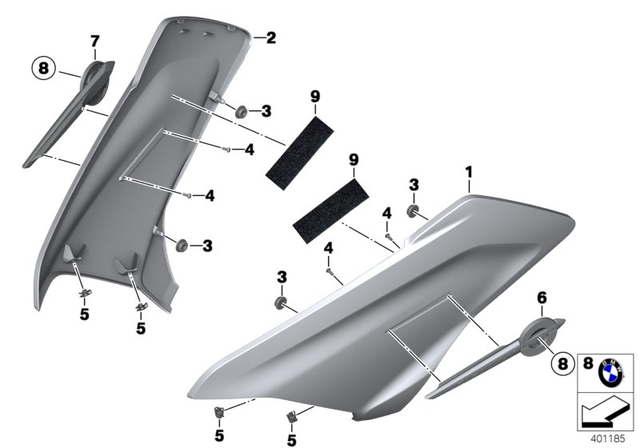 46638566227 - Frame and Mounting Parts: Lateral Trim Panel, Left - Rohteil/blank for BMW-Motorrad Image