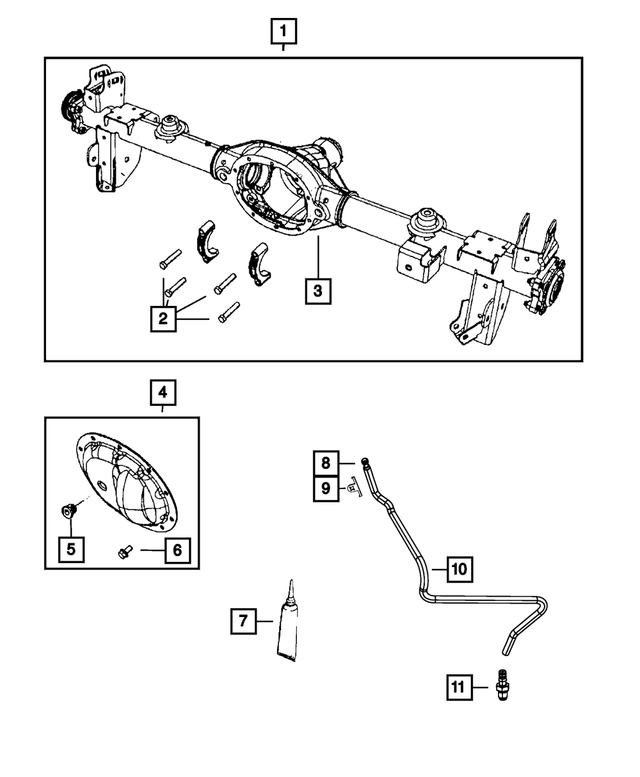 68145513AA - Rear Axle; Dana 226 MM; Differential and Drive Line: Rear Axle Housing for Mopar Image image