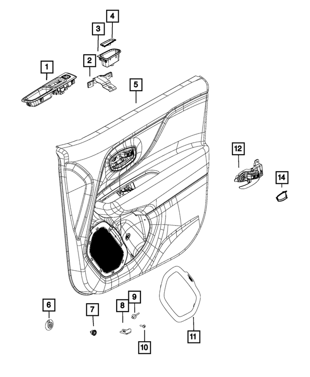 « 6FJ85LXHAA – Interior Trim : Ouverture De Porte Cuvette, Côté Droit pour Mopar Image »