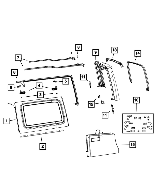 6TT51TZZAA - Body Sheet Metal Except Doors: Quarter Window, Left for Mopar Image