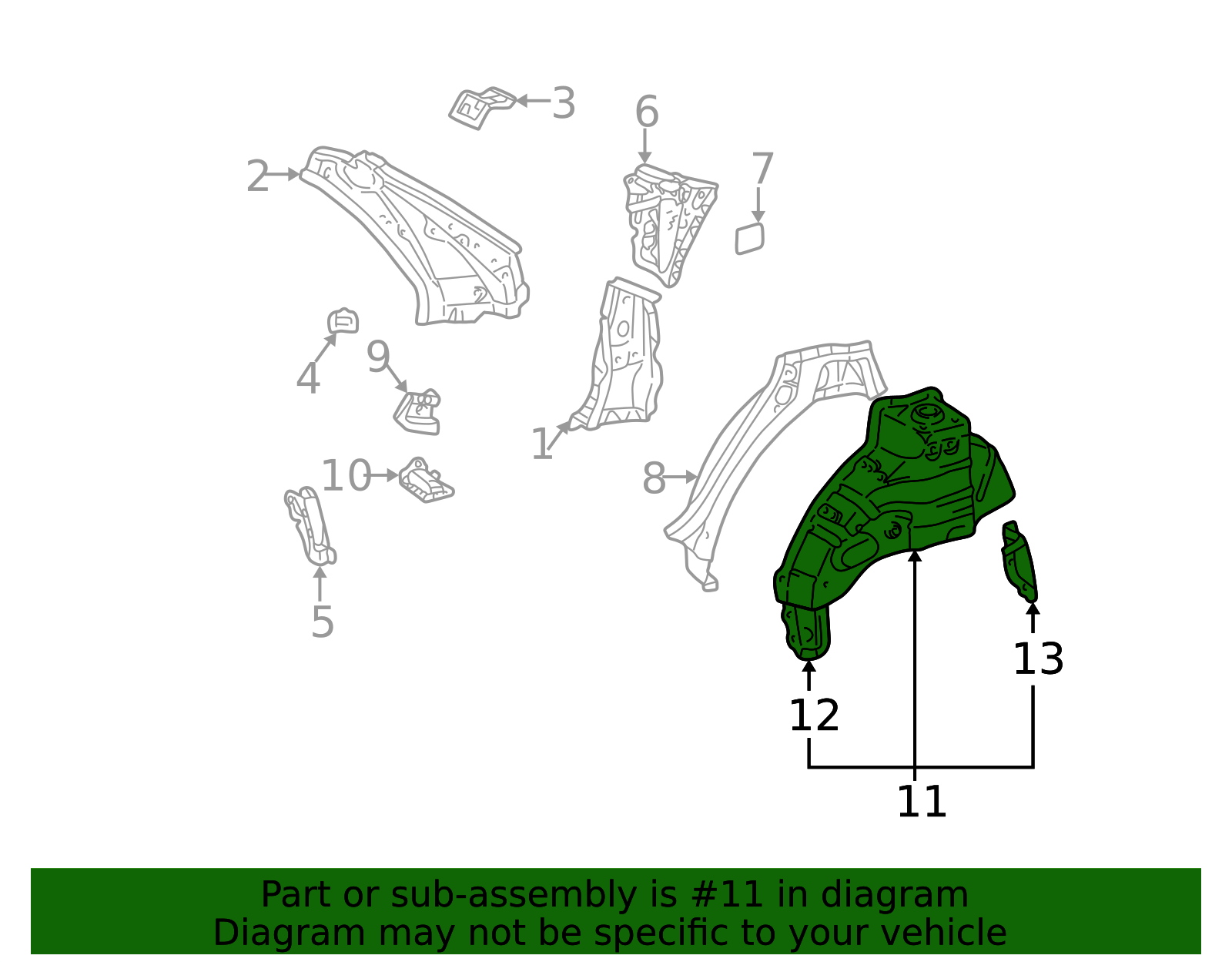 61608-33050 - Wheel Housing Side Panel 2002-2006 Toyota Camry | Longo ...