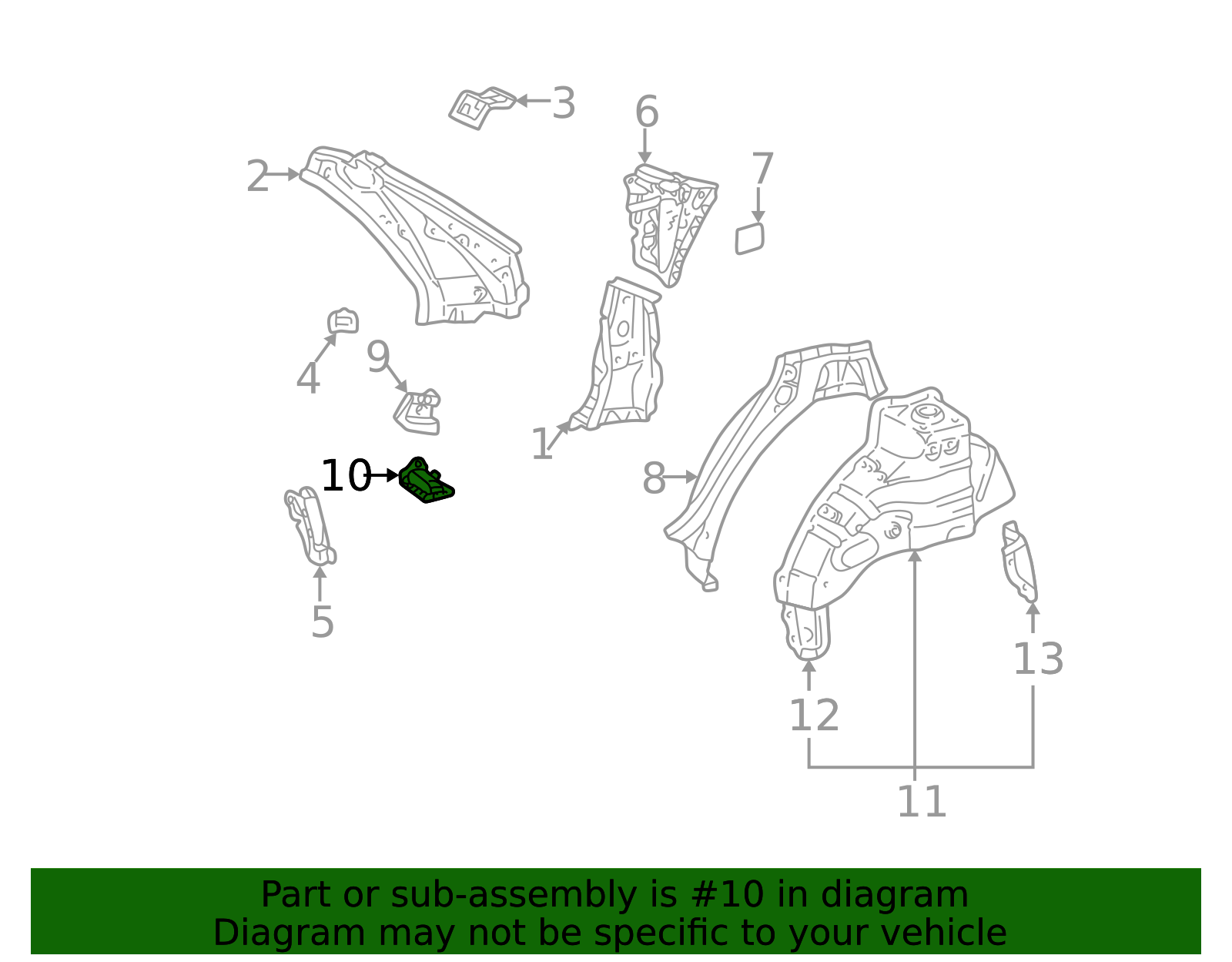 2002-2012 Toyota Outer Wheelhouse Gusset 61655-33010 | MotorMotor
