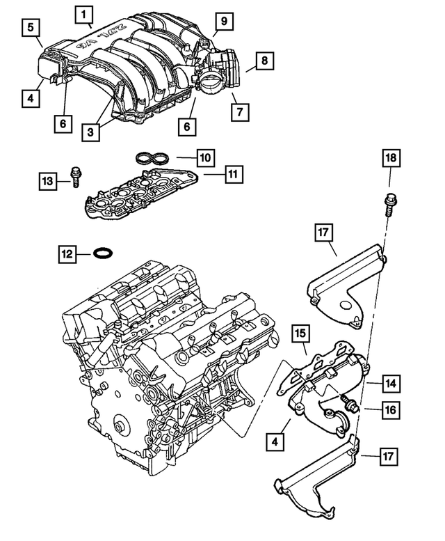 4591973AA - Engine 2.7L Six Cylinder: Manifold Tuning Valve Actuator O Ring for Mopar Image