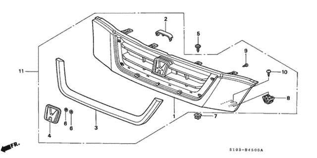 Front Grille for 2000 Honda CR-V #0