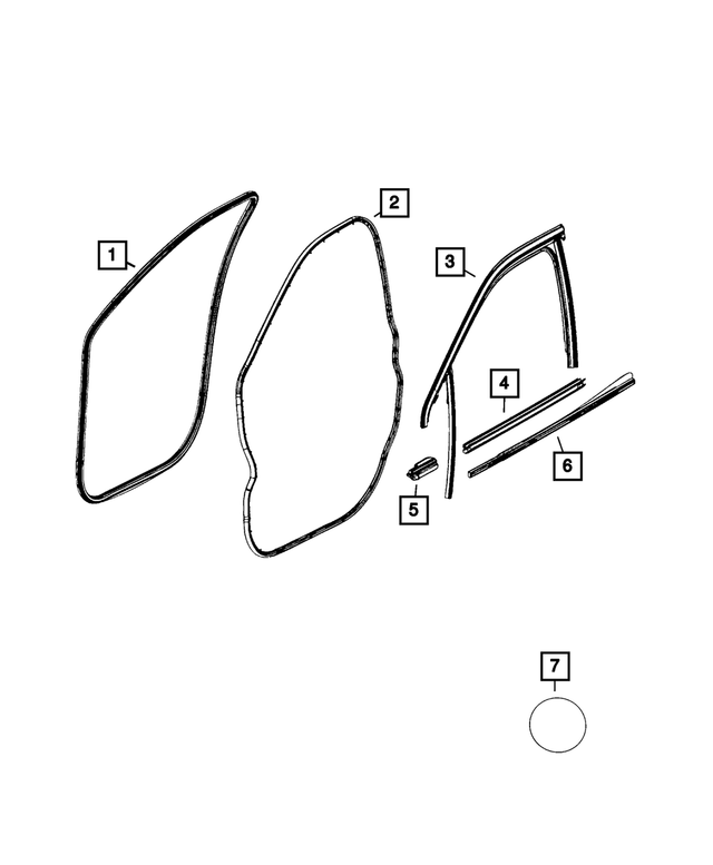 68242105AA - Doors, Door Mirrors and Related Parts: Front Door Opening Weatherstrip, Left for Mopar Image image
