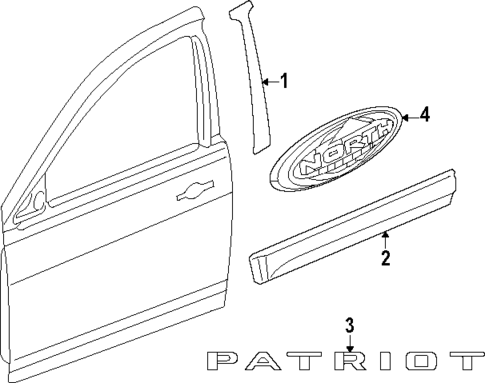 Exterior Trim - Front Door for 2014 Jeep Patriot #0