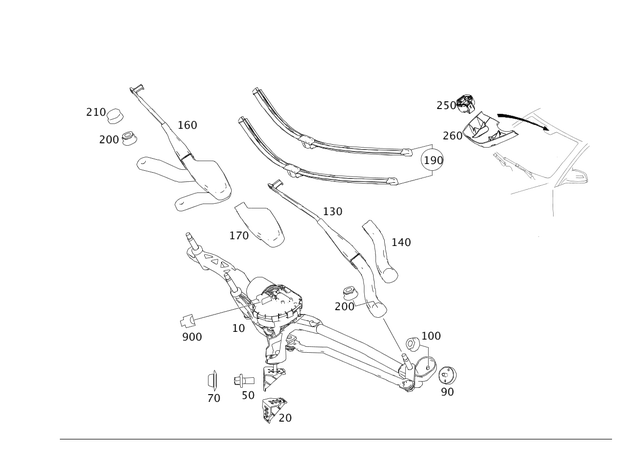 212820104464 - Electrical System: Wiper Arm for Mercedes-Benz Image image