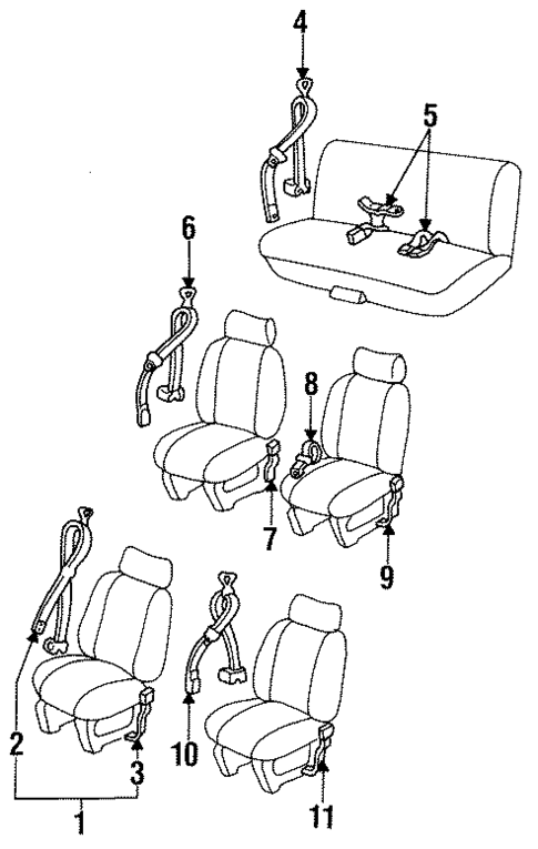 Front Seat Belts for 1990 Pontiac Trans Sport #0