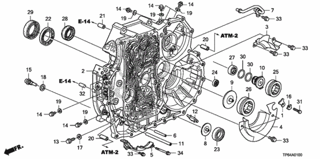 AT Torque Converter Case (2WD) (V6) (1) for 2012 Honda Crosstour #0