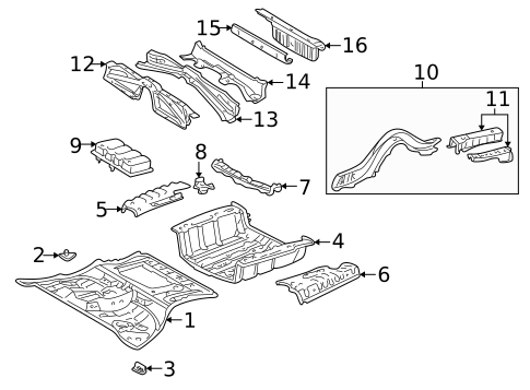 Rear Floor & Rails for 2002 Lexus LS430 #0
