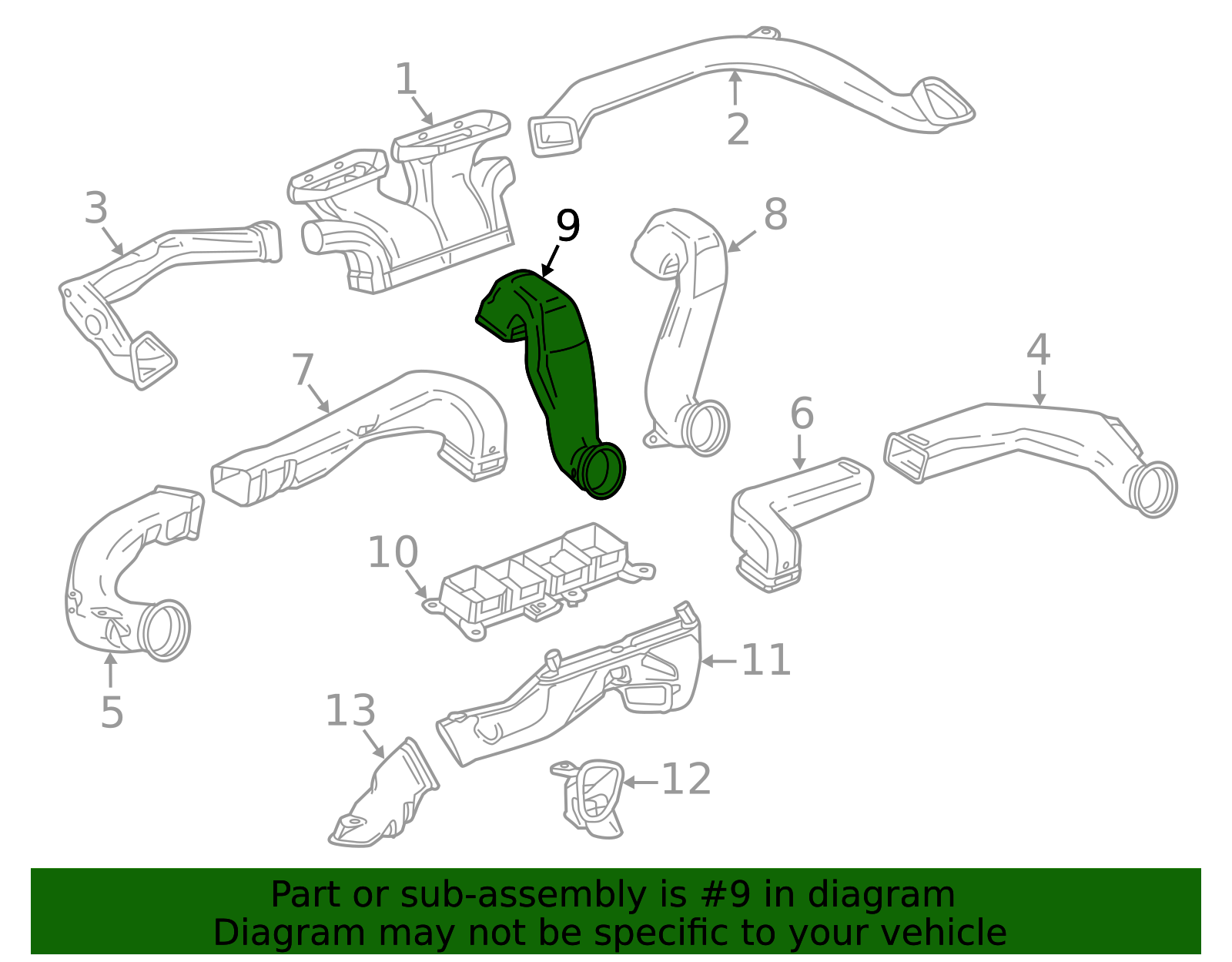 2016-2024 Chevrolet Camaro Center Duct - Driver's Side (LH) 23342448 ...