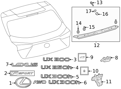 Exterior Trim - Lift Gate for 2019 Lexus UX200 #0