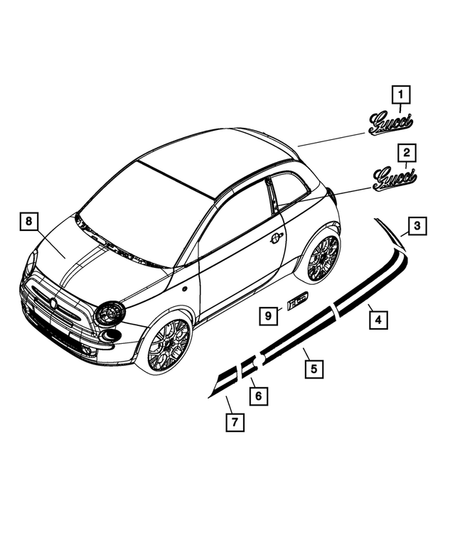 68188781AA - Exterior Ornamentation: Nameplate, Left for Mopar Image image