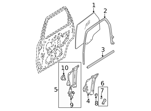 Glass - Rear Door for 2006 Mazda Tribute #0
