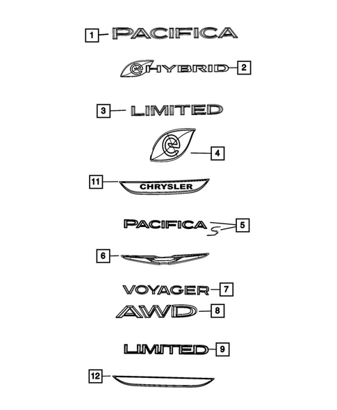 Nameplates for 2023 Chrysler Pacifica #0