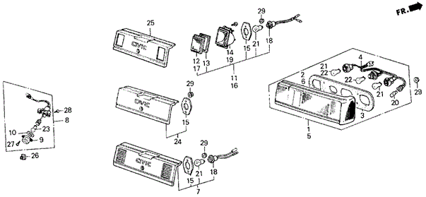 Taillight 3DR for 1984 Honda Civic #0