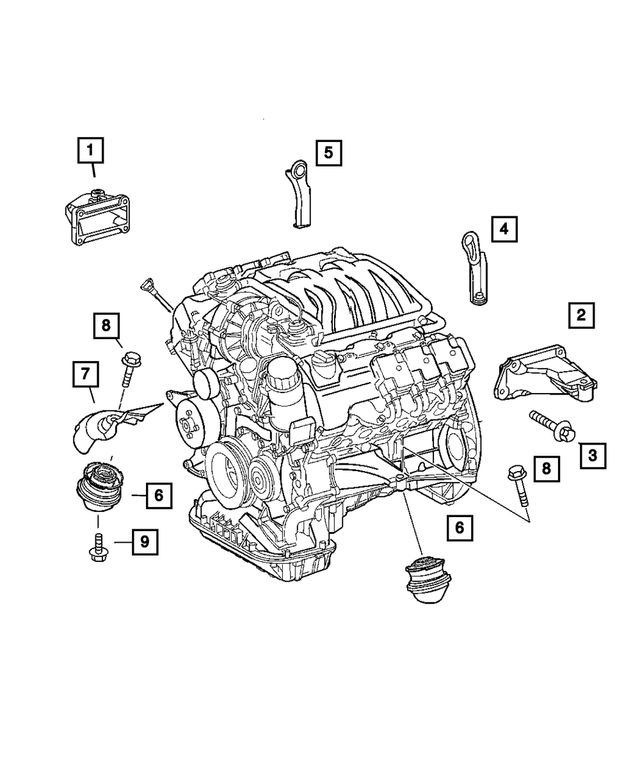 5098433AA - Engine Mounting: Engine Mount Bracket, Right for Mopar Image