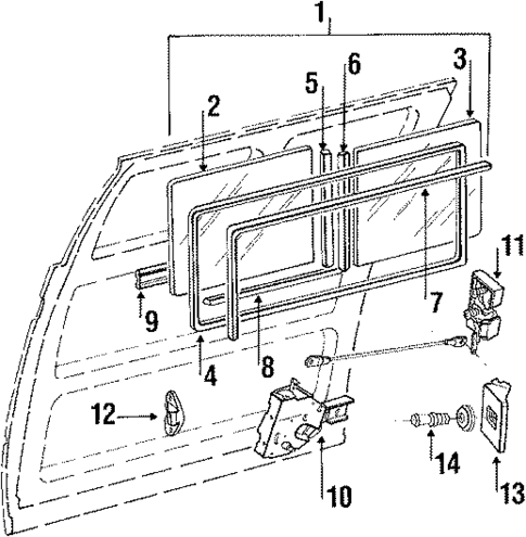 Glass - Side Door for 1991 Volkswagen Vanagon #0