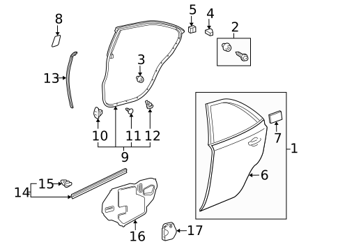 Door & Components for 2010 Lexus HS250h #0