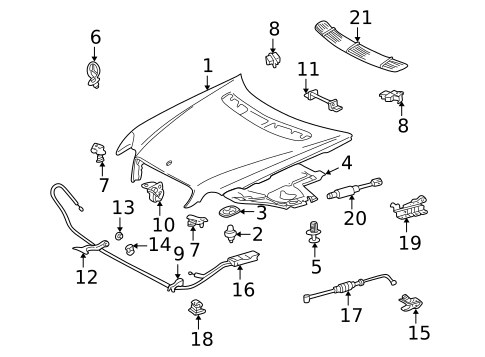 Hood & Components for 2003 Mercedes-Benz C230 #1