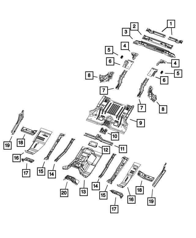 68375211AD - Body Sheet Metal Except Doors: Rear Floor Pan Panel for Mopar Image