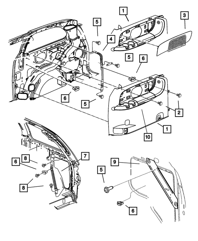 RT62YQLAE - Interior Trim: Quarter Trim Panel, Right for Mopar Image