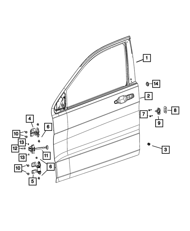 68376998AH - Doors, Door Mirrors and Related Parts: Front Door, Right for Jeep: Grand Cherokee, Grand Cherokee L Image