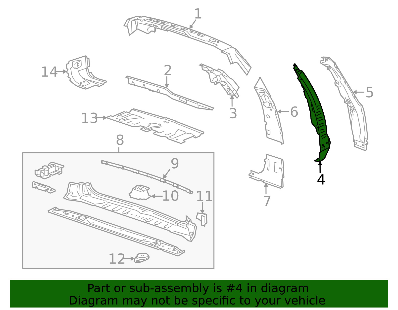2015-2020 GM Driver Side Back Body Opening Frame 23159074 GM ...