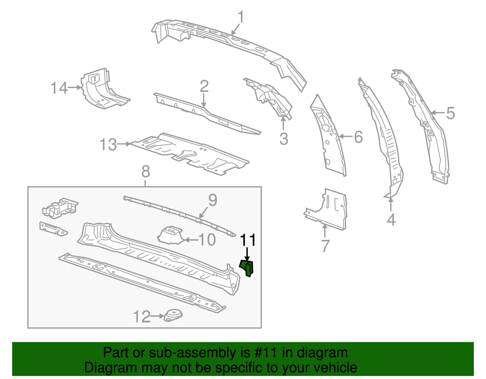 2015-2020 GM Sill Side Bracket - Passenger Side (RH) 22786680 ...