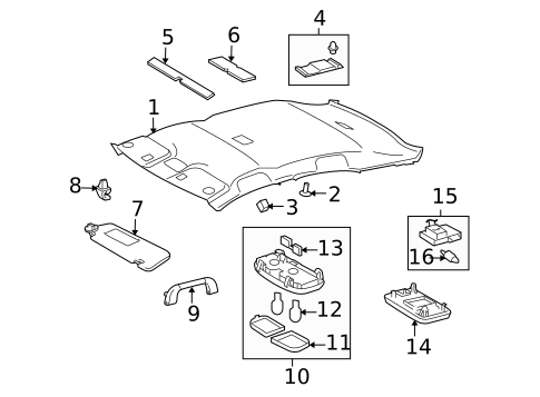 Interior Trim - Roof for 2010 Toyota Matrix #1
