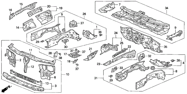 Front Bulkhead for 1993 Honda Prelude #0