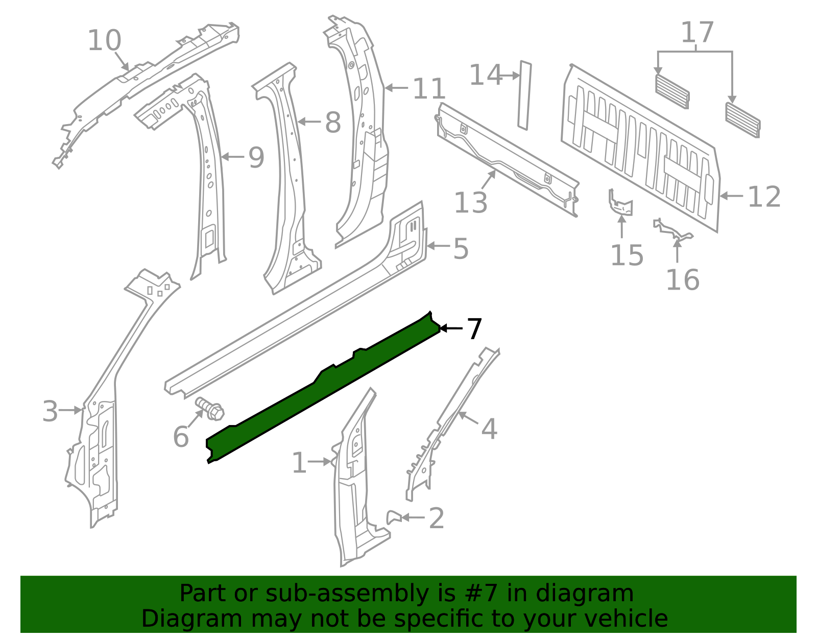 2019-2023 Ford Ranger | Inner Rocker | KB3Z-2610129-B | Walls' Ford Parts