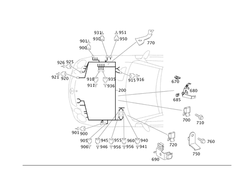 Engine Cable Harness, Body Mounted for 1994 Mercedes-Benz SL 500 #0