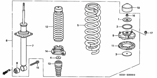 Rear Shock Absorber for 1998 Acura RL #0