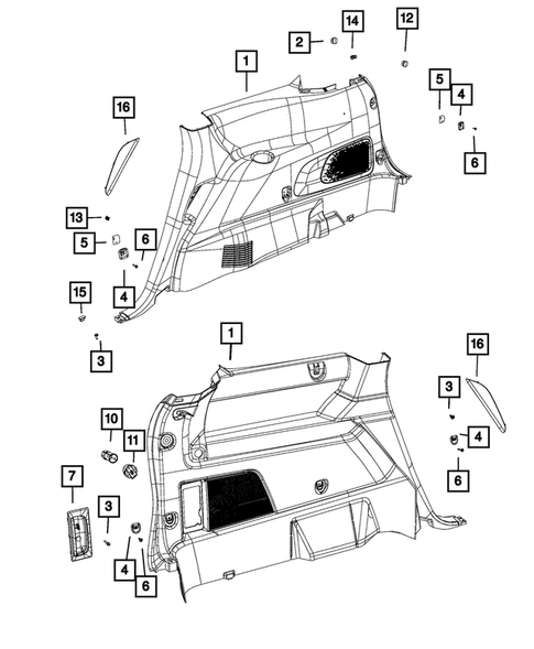 Panels-Moldings-Scuff Plates, Pillar, Cowl, 1/4 Panel Trim and Cargo Covers for 2018 Dodge Journey #1