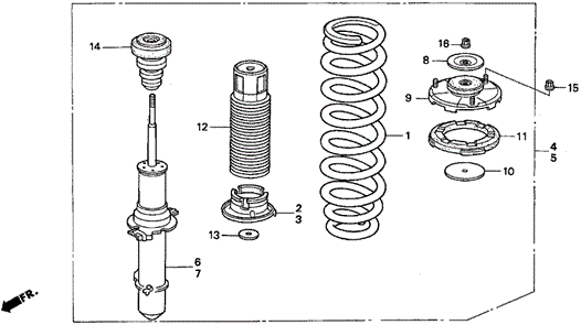 Front Shock Absorber (V6) for 1996 Acura TL #0