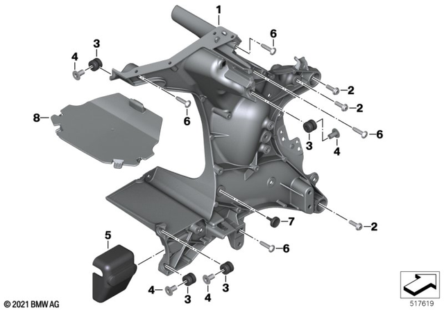 46631598760 - Frame and Mounting Parts: Front Panel Carrier,Right -  for BMW-Motorrad Image