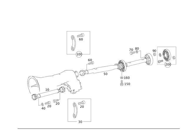 1644100701 - Propeller Shaft: Propeller Shaft for Mercedes-Benz: GL320, GL550, ML320, ML450, ML500, ML550, R320, R350, R500 Image image
