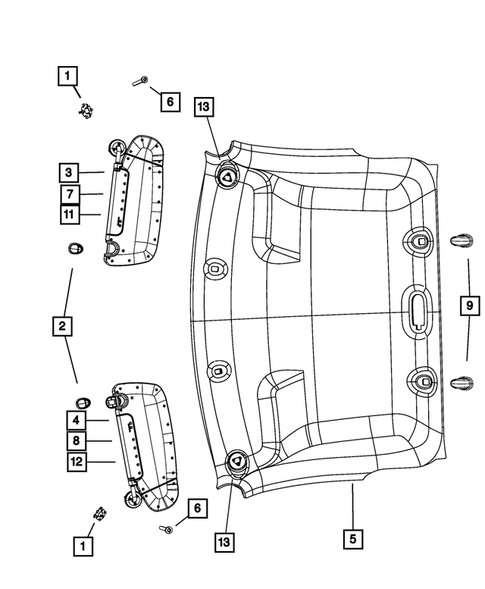 Headliners-Visors-Assist Straps for 2012 Ram 3500 #0